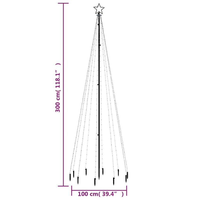 LED-Weihnachtsbaum mit Erdnägeln Blau 310 LEDs 300 cm