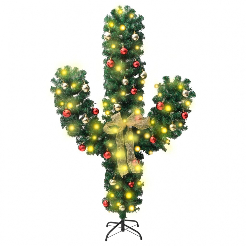 Weihnachtskaktus mit Ständer und LED Grün 210 cm PVC