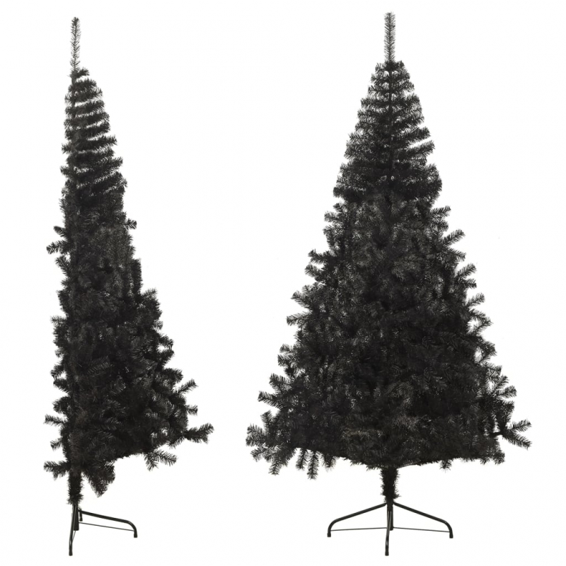 Künstlicher Halb-Weihnachtsbaum mit Ständer Schwarz 210 cm PVC
