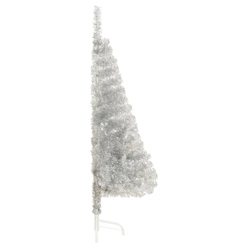 Künstlicher Halb-Weihnachtsbaum mit Ständer Silber 150 cm PET