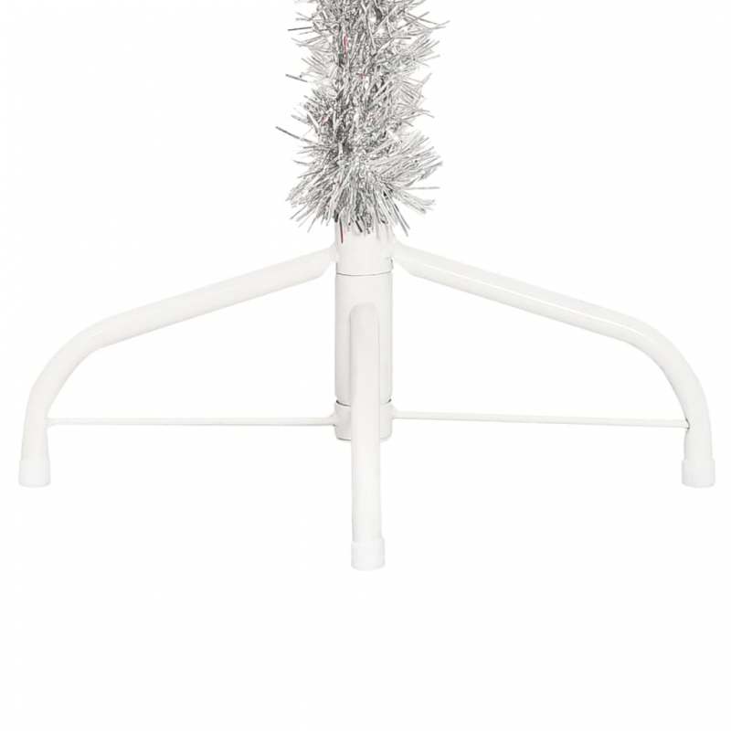 Künstlicher Halb-Weihnachtsbaum mit Ständer Silber 150 cm PET