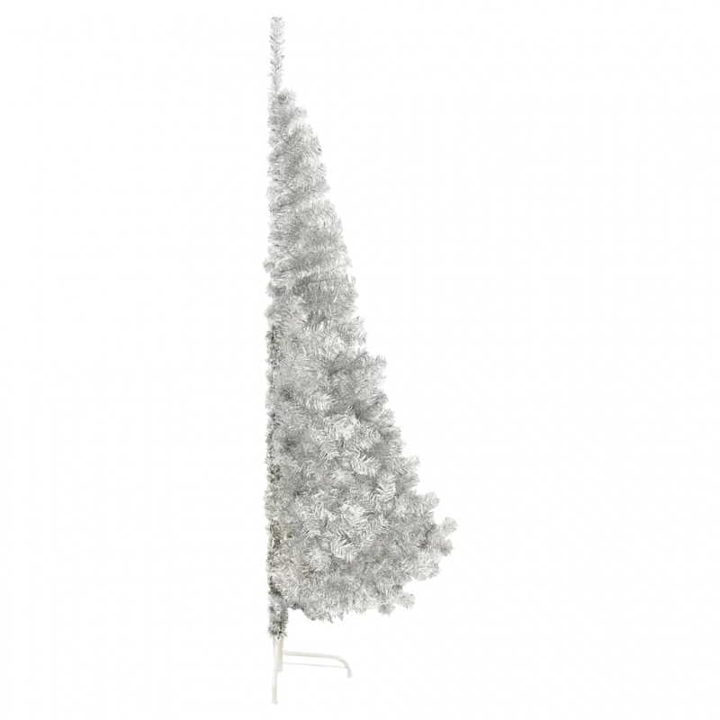 Künstlicher Halb-Weihnachtsbaum mit Ständer Silber 180 cm PET