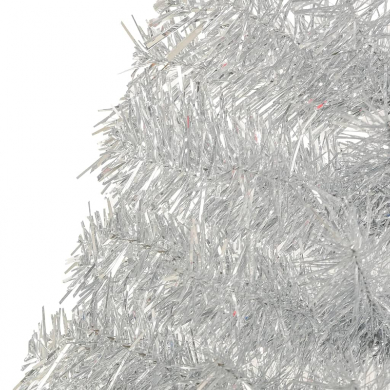 Künstlicher Halb-Weihnachtsbaum mit Ständer Silber 180 cm PET