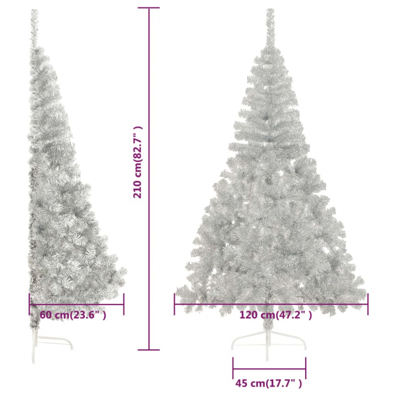 Künstlicher Weihnachtsbaum mit Ständer Silber 210 cm PET