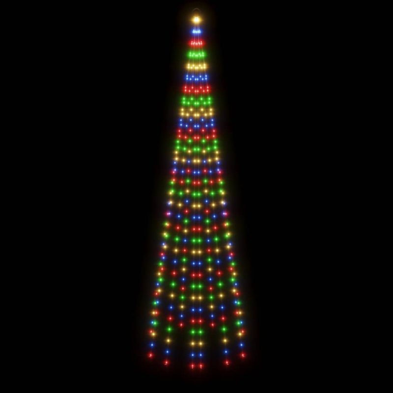 LED-Weihnachtsbaum für Fahnenmast Mehrfarbig 310 LEDs 300 cm