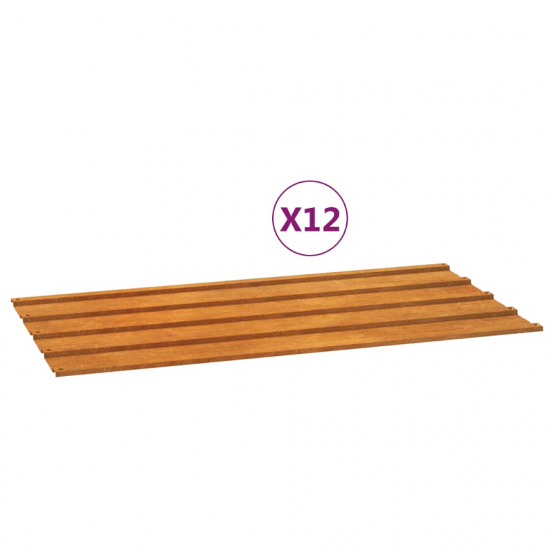 Dachplatten 12 Stk. Rostig 80x44 cm Cortenstahl