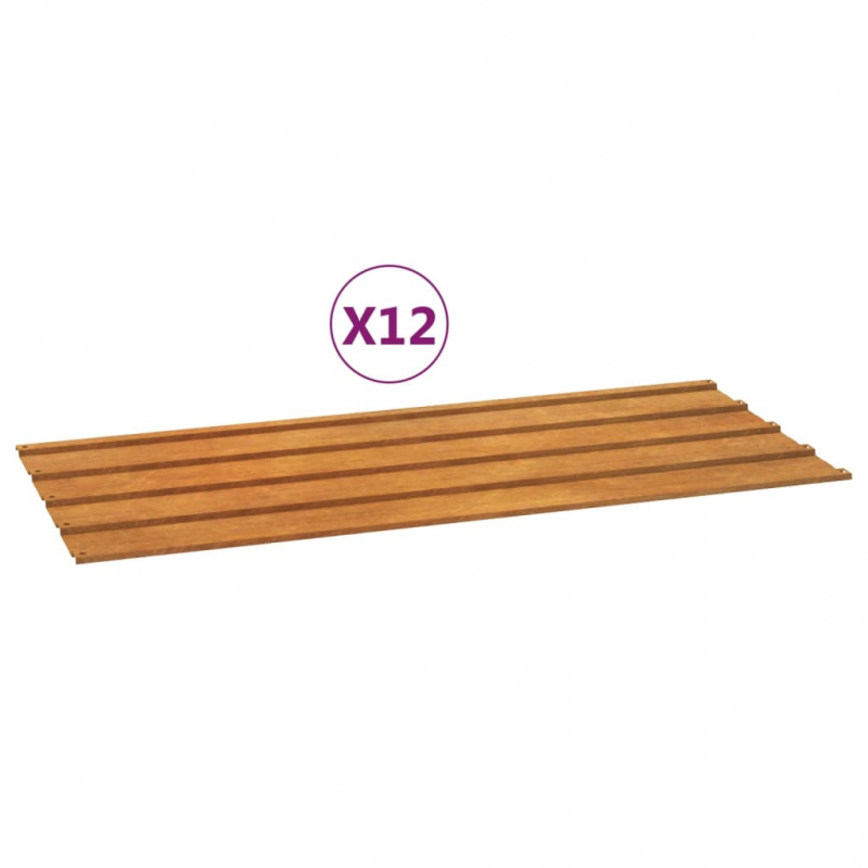 Dachplatten 12 Stk. Rostig 100x44 cm Cortenstahl