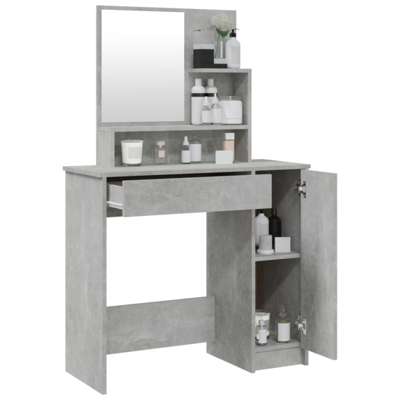 Schminktisch mit Spiegel Betongrau 86,5x35x136 cm