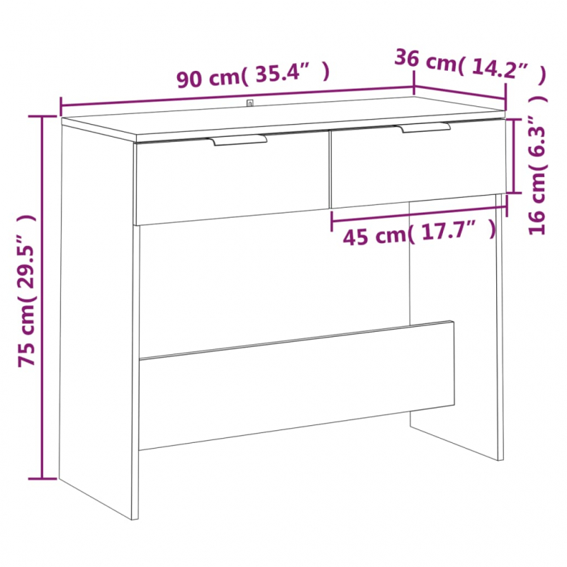 Konsolentisch Schwarz 90x36x75 cm Holzwerkstoff