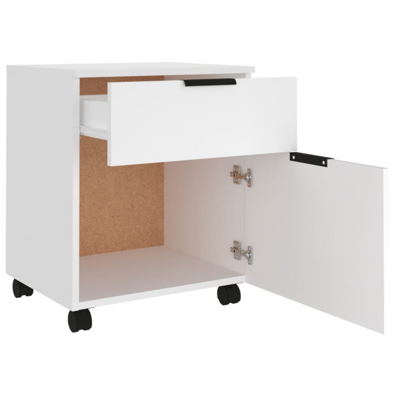 Mobiler Aktenschrank mit Rollen Weiß 45x38x54 cm Holzwerkstoff