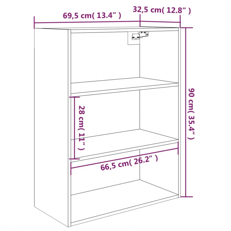 Hängeschrank Sonoma-Eiche 69,5x32,5x90 cm