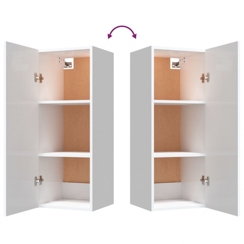 Wandschrank Hochglanz-Weiß 34,5x34x90 cm Holzwerkstoff