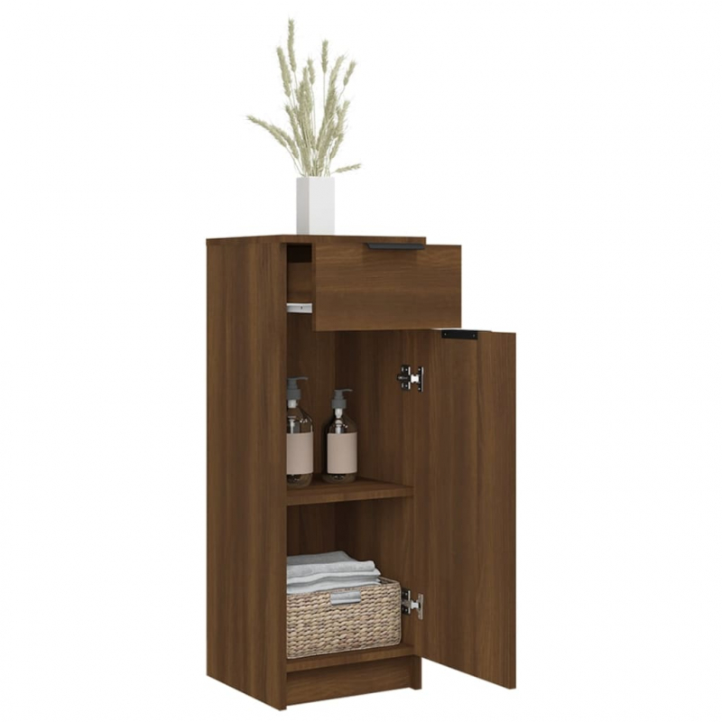 Badezimmerschrank Braun Eiche 32x34x90 cm Holzwerkstoff