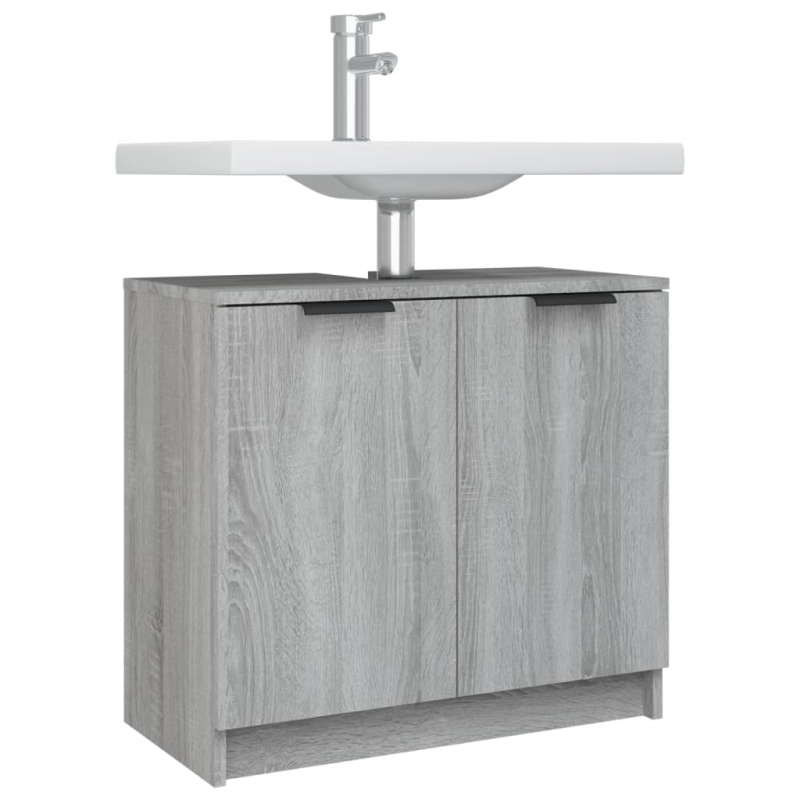 Badezimmerschrank Grau Sonoma 64,5x33,5x59 cm Holzwerkstoff