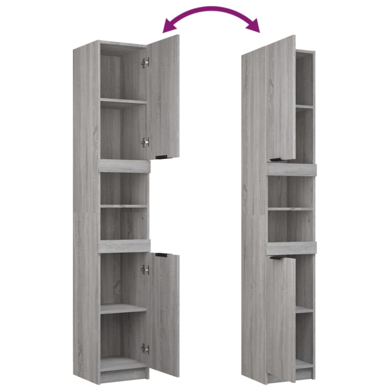 Badschrank Grau Sonoma 32x34x188,5 cm Holzwerkstoff