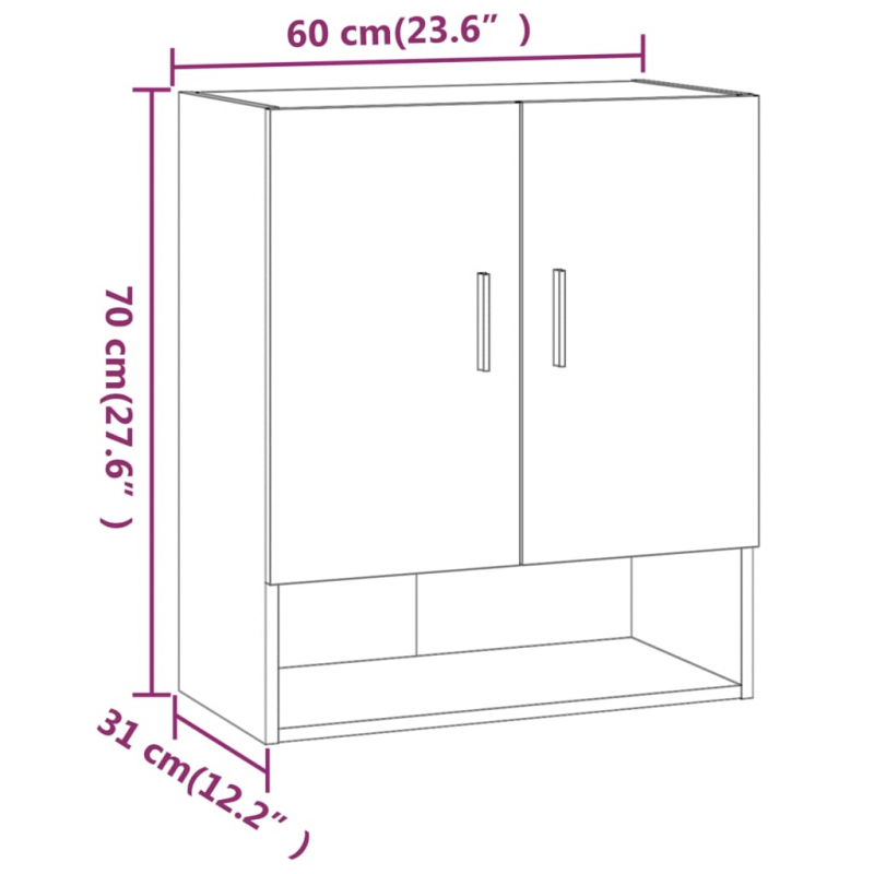 Wandschrank Räuchereiche 60x31x70 cm Holzwerkstoff