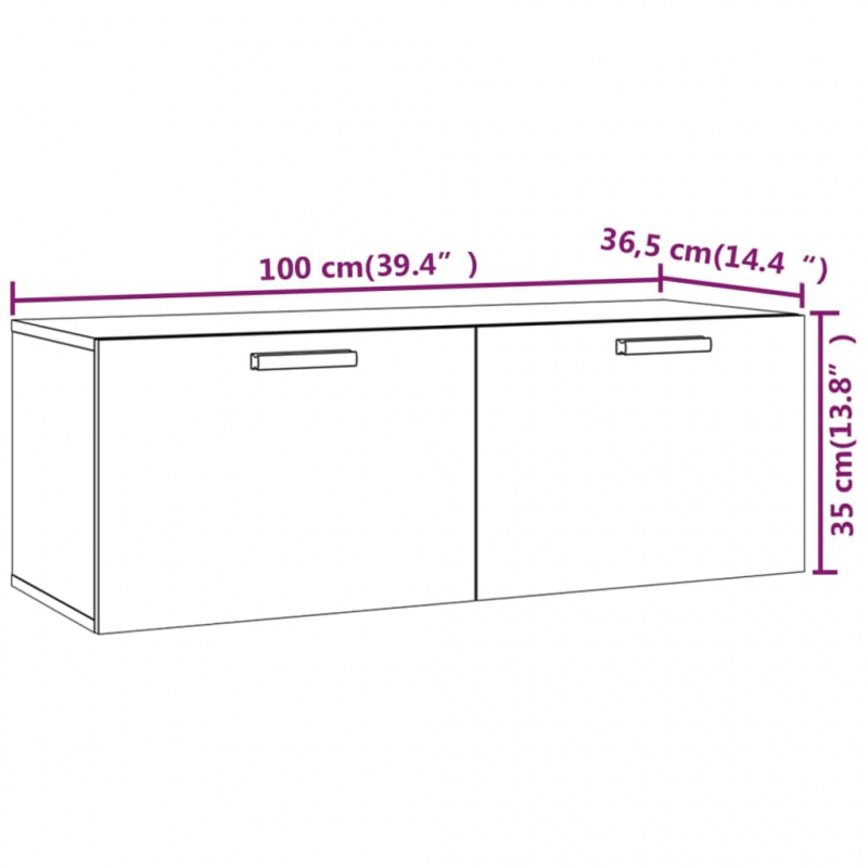 Wandschrank Grau Sonoma 100x36,5x35 cm Holzwerkstoff