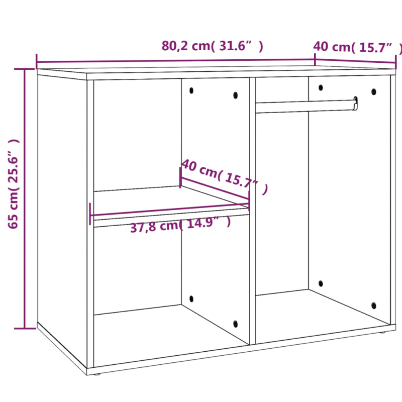 Regal für Schminktisch Räuchereiche 80x40x65 cm Holzwerkstoff