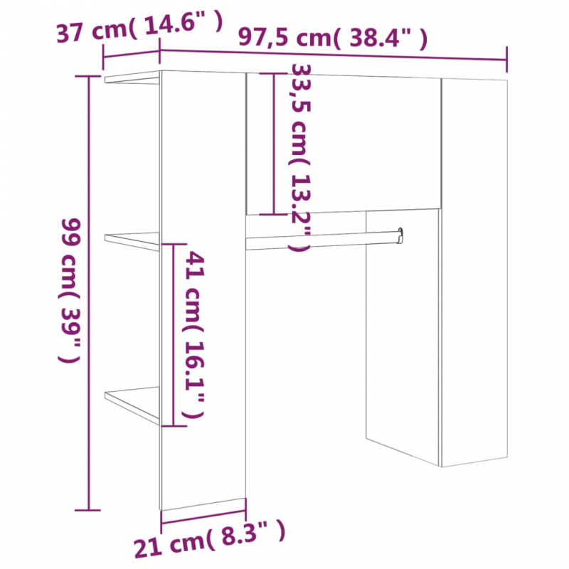 Flurschrank Räuchereiche 97,5x37x99 cm Holzwerkstoff