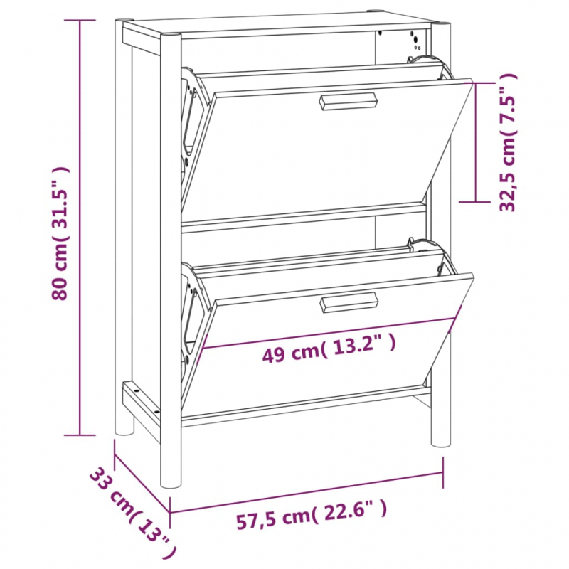 Schuhschrank 57,5x33x80 cm Holzwerkstoff