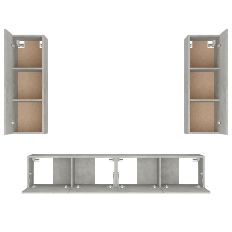 4-tlg. TV-Schrank-Set Betongrau Holzwerkstoff