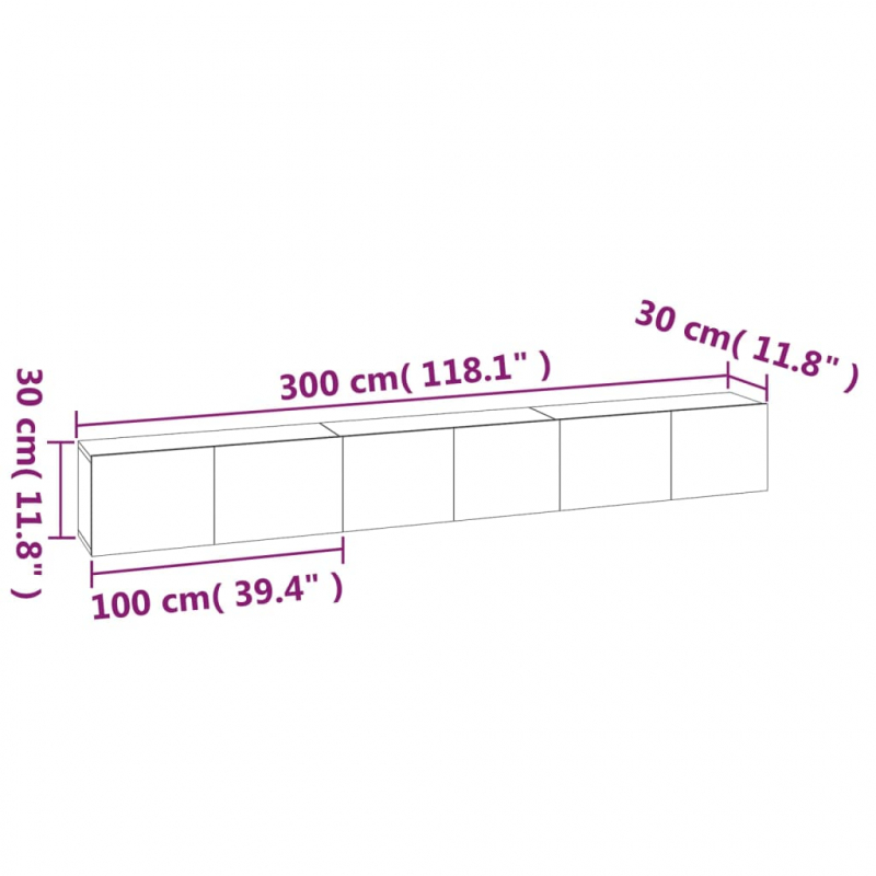 3-tlg. TV-Schrank-Set Grau Sonoma Holzwerkstoff