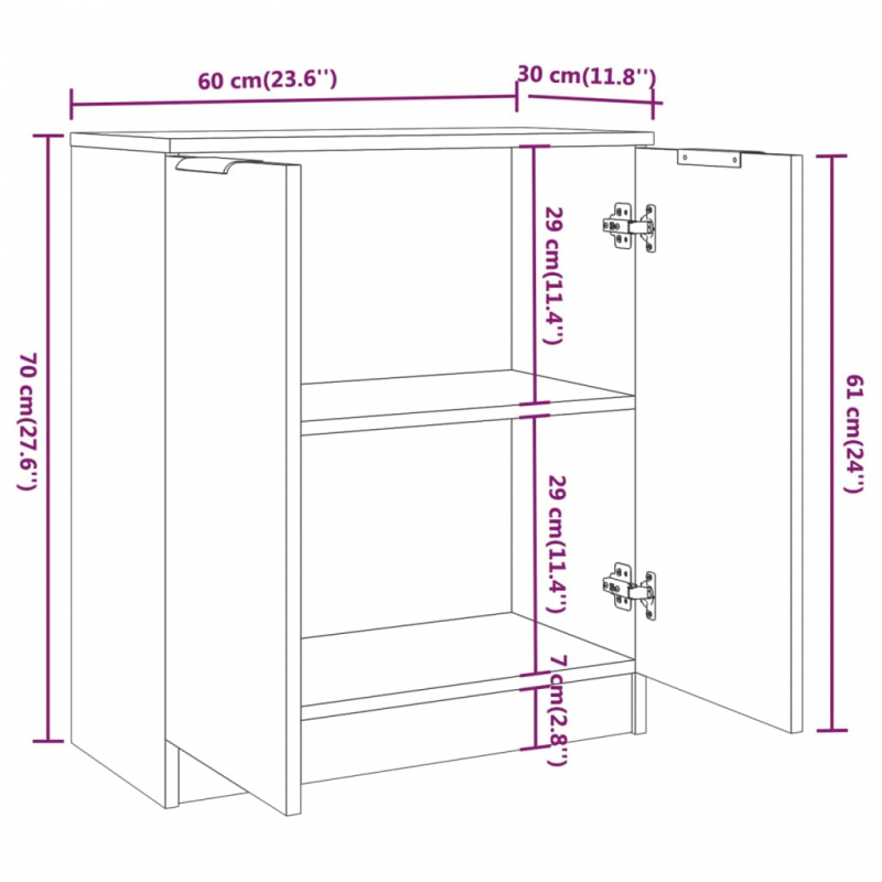 3-tlg. Sideboards Schwarz Holzwerkstoff