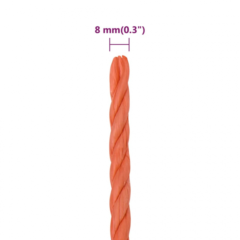 Arbeitsseil Orange 8 mm 50 m Polypropylen