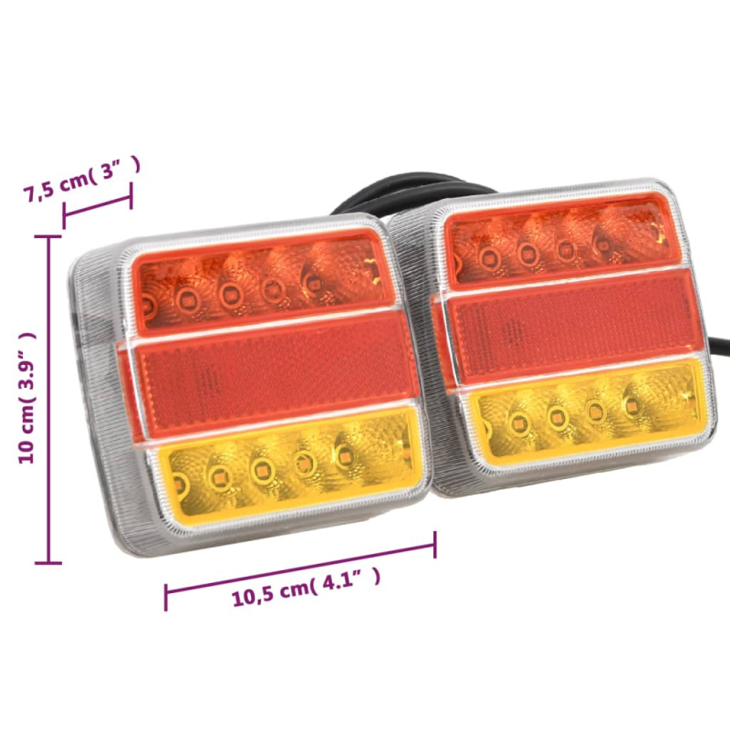 Anhängerleuchten 2 Stk. Rot 10,5x7,5x10 cm 12V LED-Leuchtmittel