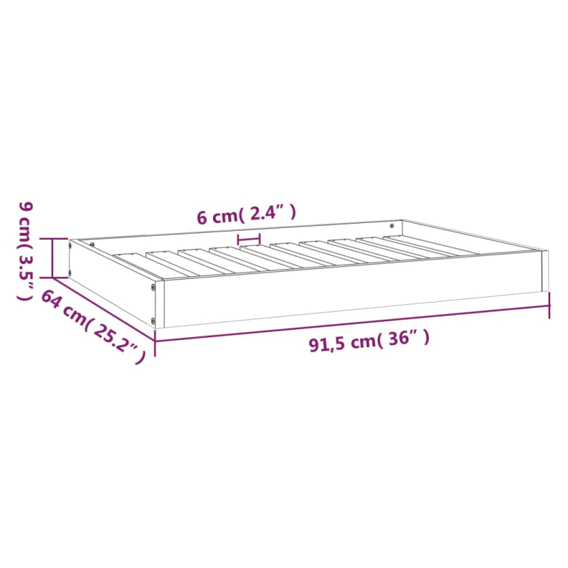 Hundebett 91,5x64x9 cm Massivholz Kiefer