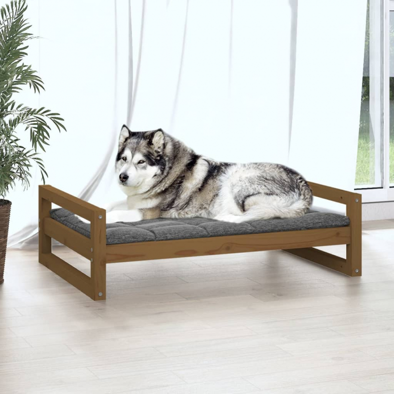 Hundebett Honigbraun 105,5x75,5x28 cm Massivholz Kiefer