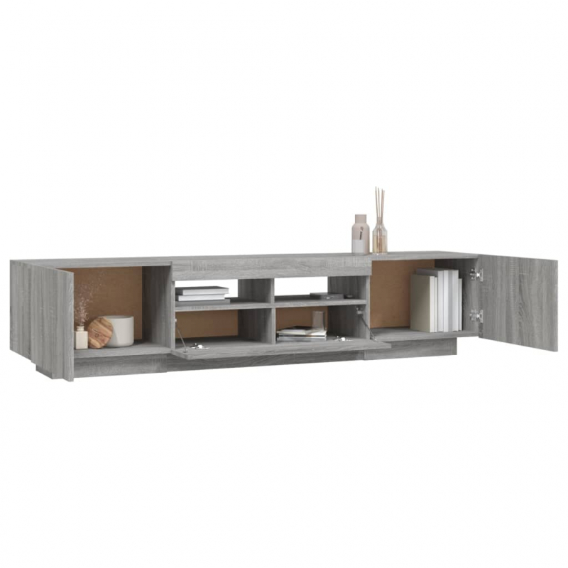 2-tlg. TV-Schrank-Set LED-Leuchten Grau Sonoma Holzwerkstoff