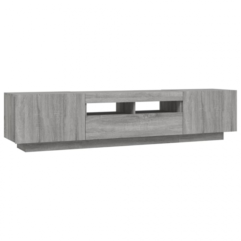 2-tlg. TV-Schrank-Set LED-Leuchten Grau Sonoma Holzwerkstoff