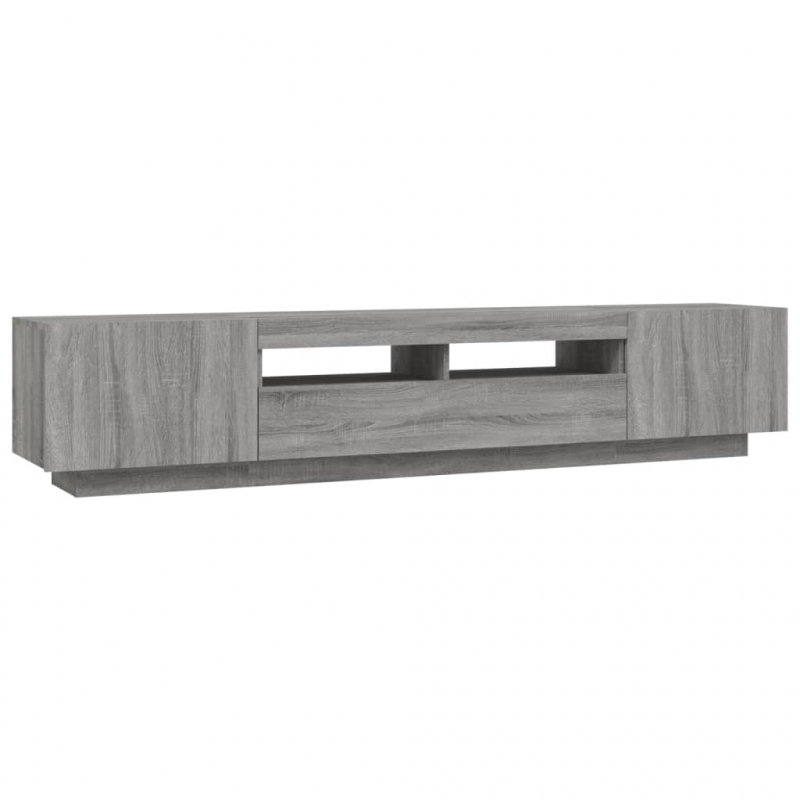 2-tlg. TV-Schrank-Set LED-Leuchten Grau Sonoma Holzwerkstoff