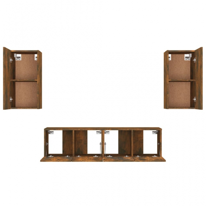 4-tlg. TV-Schrank-Set Räuchereiche Holzwerkstoff
