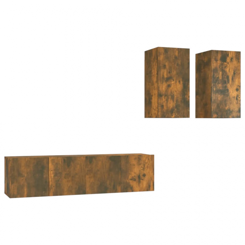 4-tlg. TV-Schrank-Set Räuchereiche Holzwerkstoff