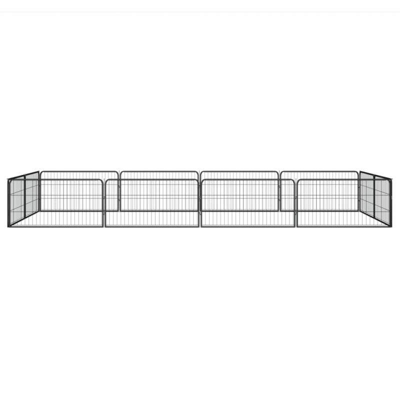 12-tlg. Hundelaufstall Schwarz 100x50cm Stahl Pulverbeschichtet