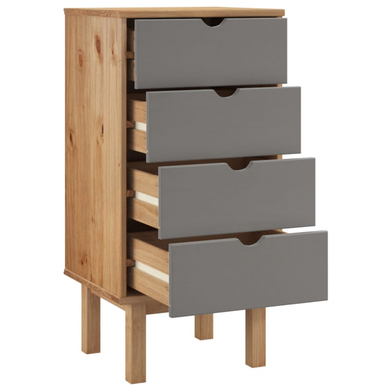 Schubladenschrank OTTA Braun&Grau 45x39x90 cm Massivholz