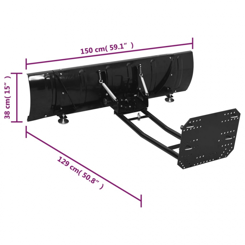 Schneeschild für ATV 150x38 cm Schwarz