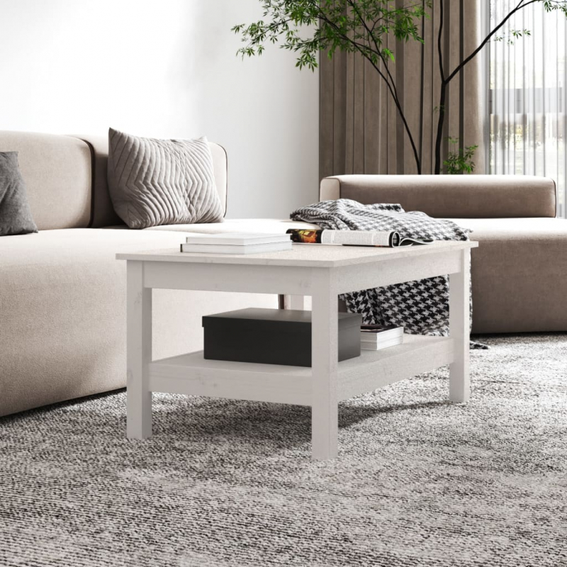 Couchtisch Weiß 80x50x40 cm Massivholz Kiefer