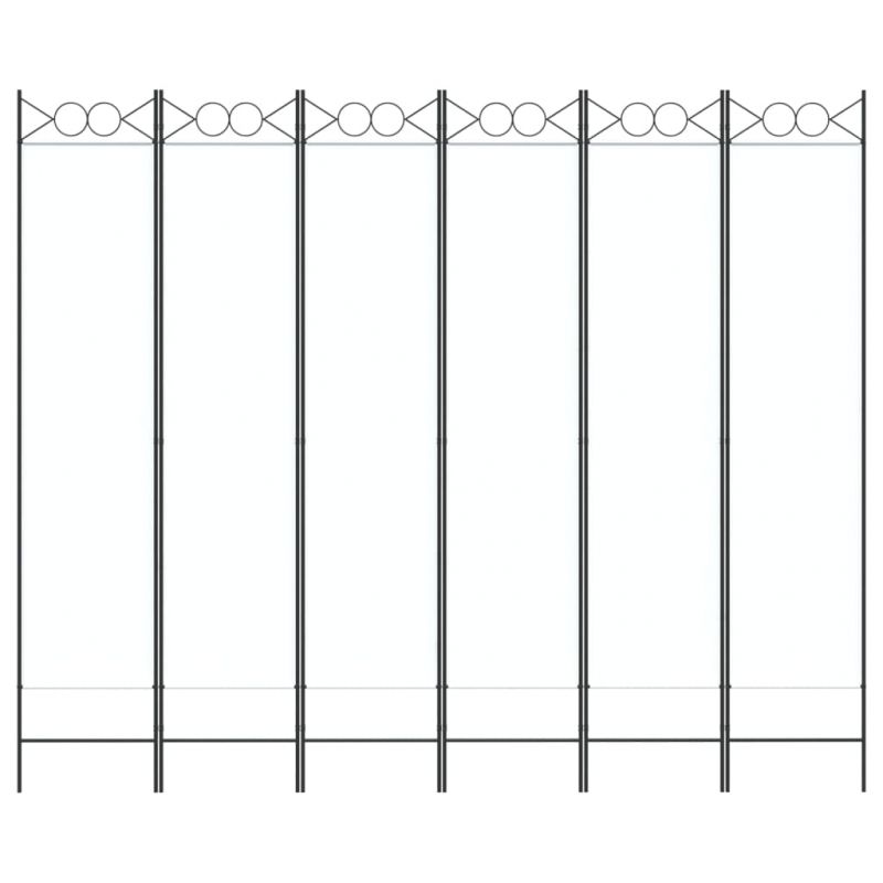 6-tlg. Paravent Weiß 240x200 cm Stoff