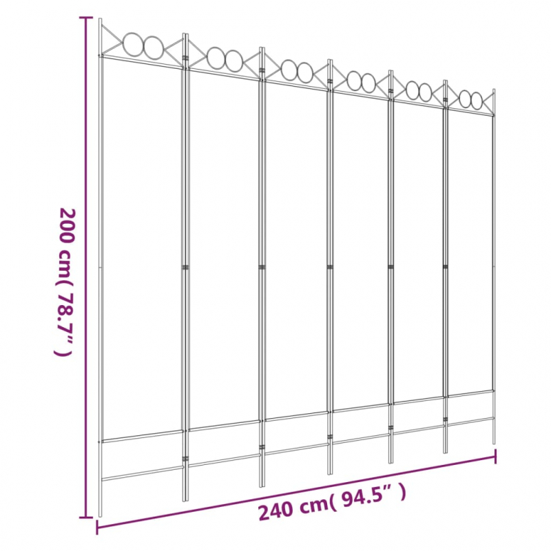 6-tlg. Paravent Anthrazit 240x200 cm Stoff