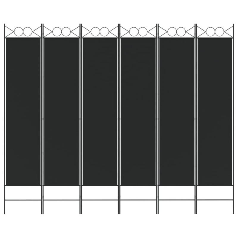 6-tlg. Paravent Schwarz 240x200 cm Stoff