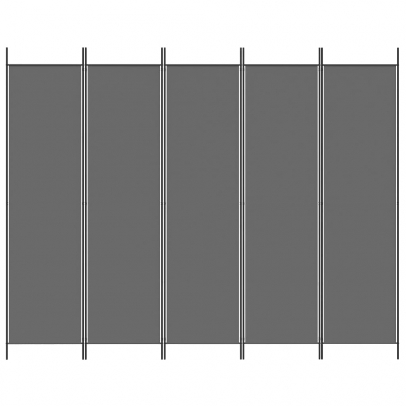 5-tlg. Paravent Anthrazit 250x200 cm Stoff