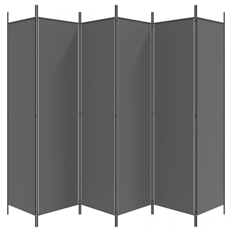 6-tlg. Paravent Anthrazit 300x200 cm Stoff