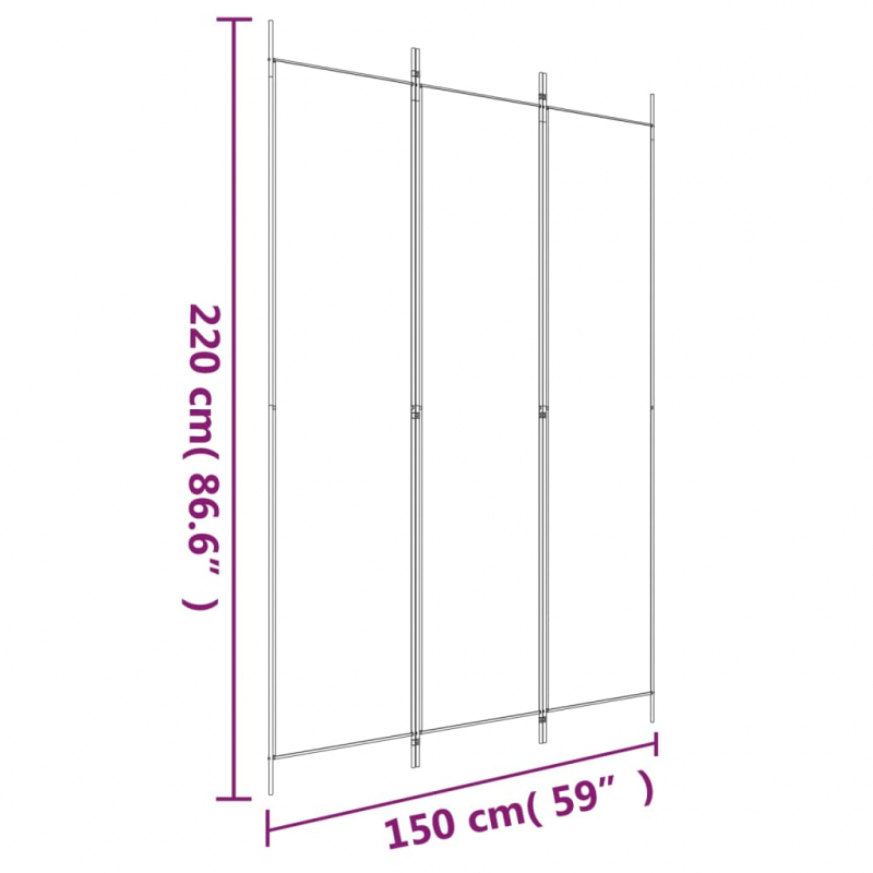 3-tlg. Paravent Braun 150x220 cm Stoff