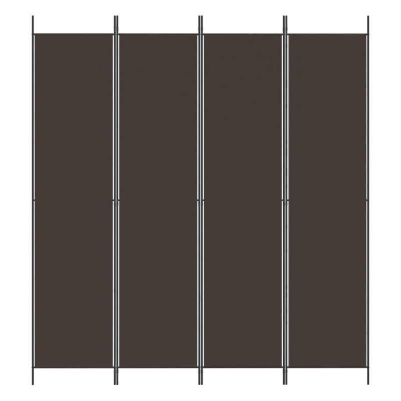 4-tlg. Paravent Braun 200x220 cm Stoff