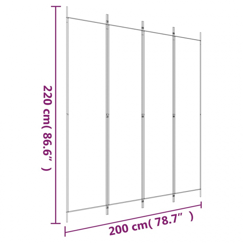 4-tlg. Paravent Anthrazit 200x220 cm Stoff