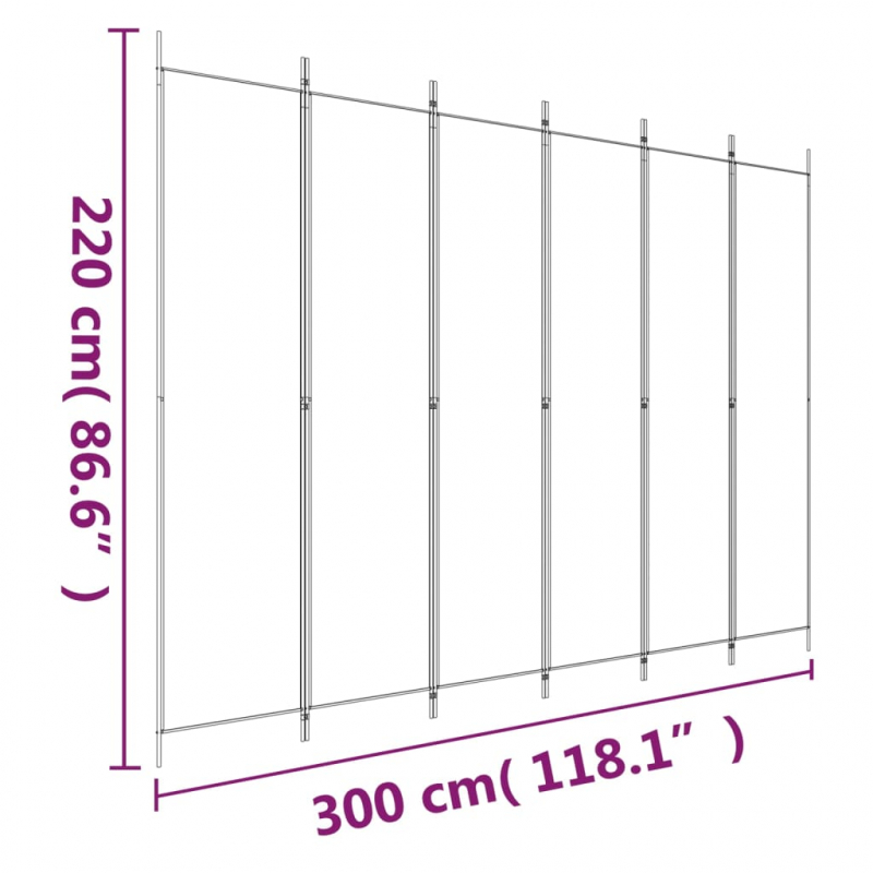 6-tlg. Paravent Braun 300x220 cm Stoff