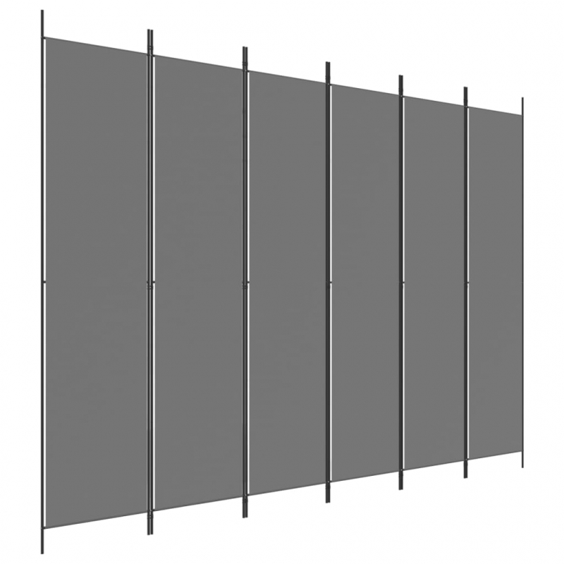 6-tlg. Paravent Anthrazit 300x220 cm Stoff